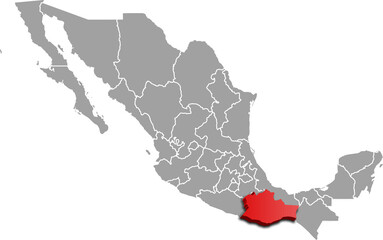 OAXACA MAP MEXICO DEPARTMENT 3D MAP