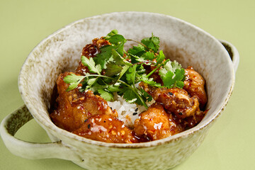 Glazed Uyghur-Style Chicken with Sesame and Rice