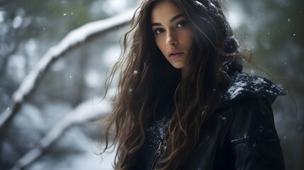 Beautiful woman portrait photography, photo, pretty girl, winter fashion, Generative AI