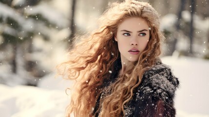 Beautiful woman portrait photography, photo, pretty girl, winter fashion, Generative AI