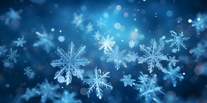 Blue abstract snowflakes background