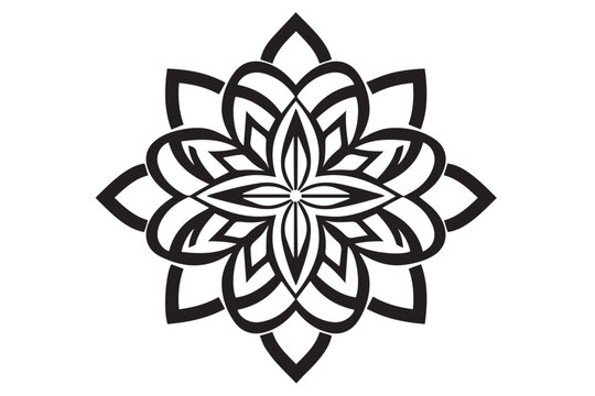 Winter Snowflake, Snow Design of Ice Crystal, Template for plotter laser cutting of paper, metal engraving, sign,  wood carving, cnc, Generative AI