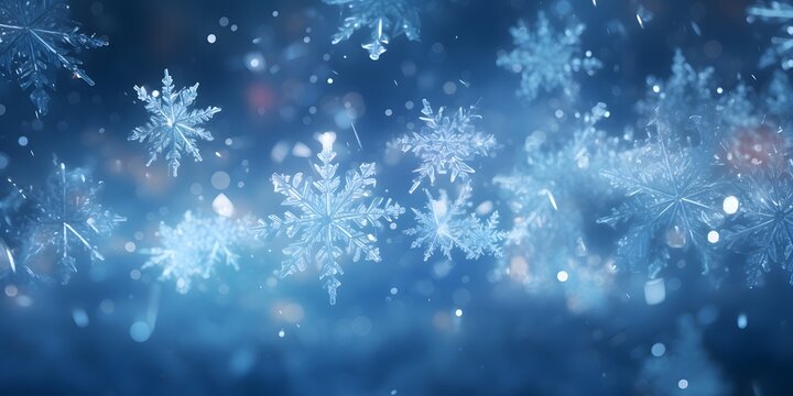 Blue abstract snowflakes background