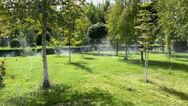Automatic watering system for lawns in city park