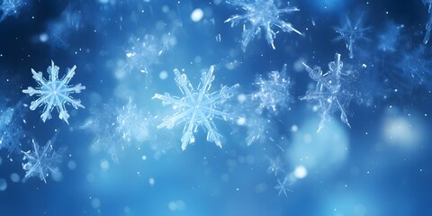 Blue abstract snowflakes background