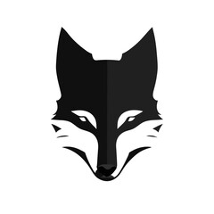 Portrait of a wolf on a white background. Dog vector icon. Vector black and white illustration. Design for tattoo, textile.