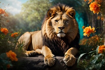 Majestic Lion in 3D Splendor: Awe-Inspiring Digital Artwork Celebrating World Animal Day