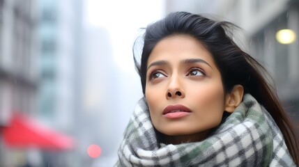 Fototapeta premium Beautiful woman portrait photography, photo, pretty girl, winter fashion, Generative AI