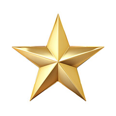 Fototapeta premium Metallic golden star isolated on a transparent background as transparent PNG, generative AI