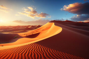 Fototapeta na wymiar Beautiful sand dunes in the desert with sunset