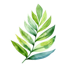 Watercolor leave isolated on transparent background. AI generated.