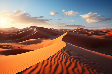 Fototapeta na wymiar Beautiful sand dunes in the desert with sunset