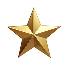 Metallic golden star isolated on a transparent background as transparent PNG, generative AI