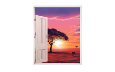 African Oasis Entrance Sunset Portal on a White or Clear Surface PNG Transparent Background