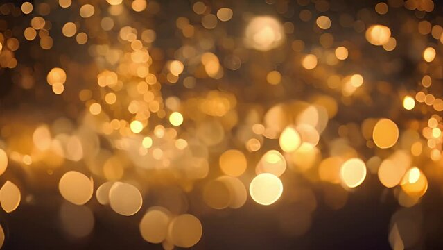 Sparkling gold festive bokeh background. 4K 3D loop animation Abstract festive motion background shining gold bokeh. Shimmering sparkling glitters particles flare light. awards ceremony, nightclub, fa