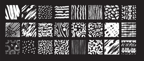 Hand drawn doodle texture set, line curvy ink pen, circle pattern, vector pencil wave scribble, dots. Grunge vintage organic shapes, simple geometric repeat stipe, paint strokes. Hatch doodle texture - obrazy, fototapety, plakaty