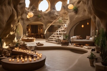 Modern eco spa interior. Natural concept background