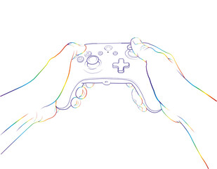 game console controller hands drawing videogames © palomadelosvientos