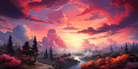 sunset in the mountains