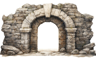 Fototapeta na wymiar Carved Stone Door Timeless Serenity Portal on a White or Clear Surface PNG Transparent Background