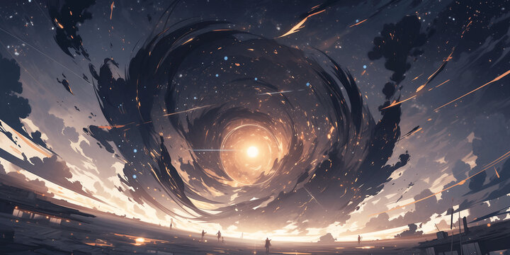 sun explosion anime art