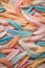 Obraz premium Beautiful background, texture of colorful feathers of pastel colors.