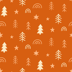 Obraz premium Christmas Trees Seasonal Vector Seamless Pattern 