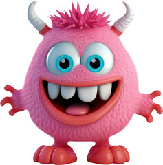 Funny monster cartoon caracter isolated on transparent background 