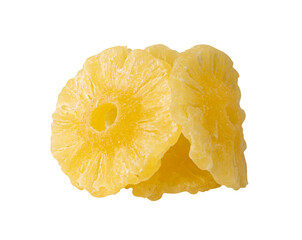 Dry Pineapple Rings Isolated, Candy Pineapples, Dehydrated Yellow Sugar Fruit, Candied Fruits...