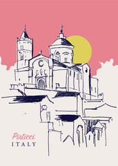 Drawing sketch illustration of Pisticci, Italy