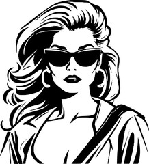 Vintage Fashion Trend Lady  Outline Icon In Hand-drawn style