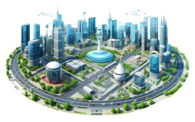 A Realistic Glimpse of Smart City Infrastructure Management on a Clear Surface or PNG Transparent Background.