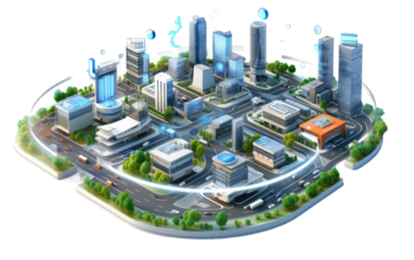 Unveiling the Realism of Smart City Infrastructure on a Clear Surface or PNG Transparent Background.