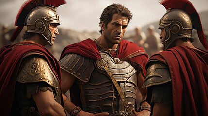 Illustration of Alexander the Great giving orders to his lieutenants before the battle of Issus 