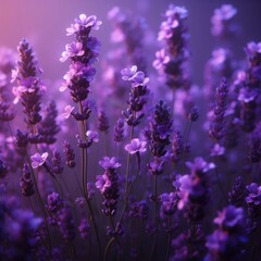 Fototapeta premium Generative AI The beauty of dandelion flowers, A close-up view of the beautiful lavender flower, Charming lavender flowers, purple lavender flowers in beautiful grass, Beautiful lavender fields