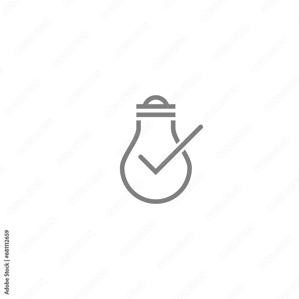 Poster light bulb with tick icon isolated on transparent background