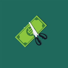vector illustration of cutting money