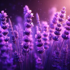 Generative AI The beauty of dandelion flowers, A close-up view of the beautiful lavender flower, Charming lavender flowers, purple lavender flowers in beautiful grass, Beautiful lavender fields