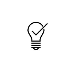 Light bulb with tick icon isolated on transparent background