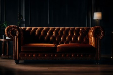 Fototapeta premium Stylish sofa on black