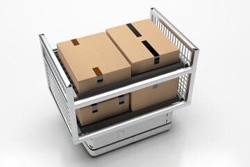 Autonomous robot transportation in warehouse, warehouse automation concept, 3d illustration