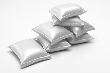 White bags, sack on white background, 3d illustration