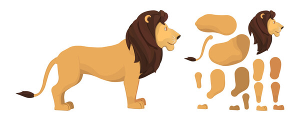 Lion Character Cartoon Style Vector Illustration Ready For Rig and Animation