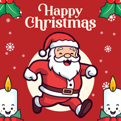 Spend a Merry Winter Holiday with Our Lovable Vector Santa Claus Dashing, A Christmas Cartoon Character for the Little Ones