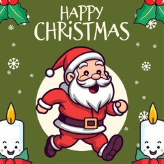 Revel in a Merry Winter Holiday with Our Vector Santa Claus Speeding, A Christmas Cartoon Character for Kids