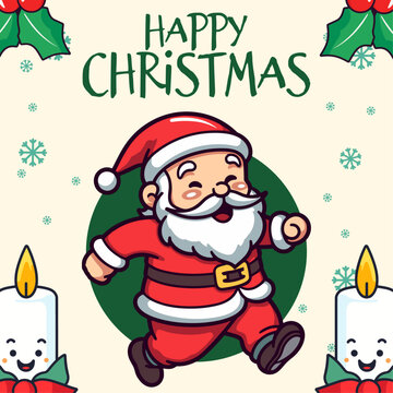 Embrace a Merry Winter Holiday with Our Vector Santa Claus on the Move, A Christmas Cartoon Character for Kids