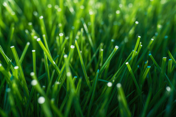 Fototapeta na wymiar Close-Up Shot: Individual Lawn Blades