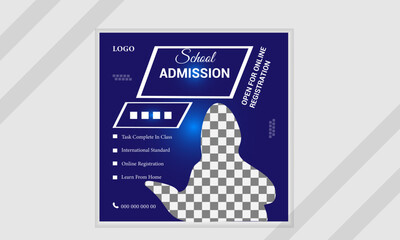 Back to school admission social media post banner design template.