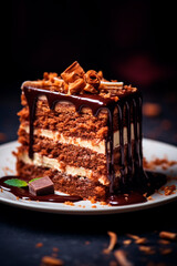 Piece of cake on a plate. Generative AI,