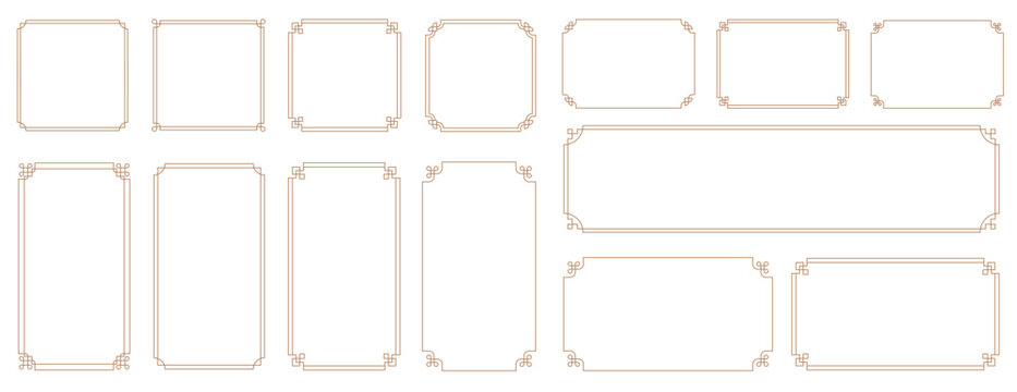 Elegant vintage frames collection for story templates, envelopes design and greeting cards. Modern linear minimalist design